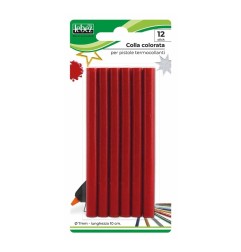 Lebez Blister 12 Stick Colla a Caldo Ø 7mm x 10cm H Rosso 80426