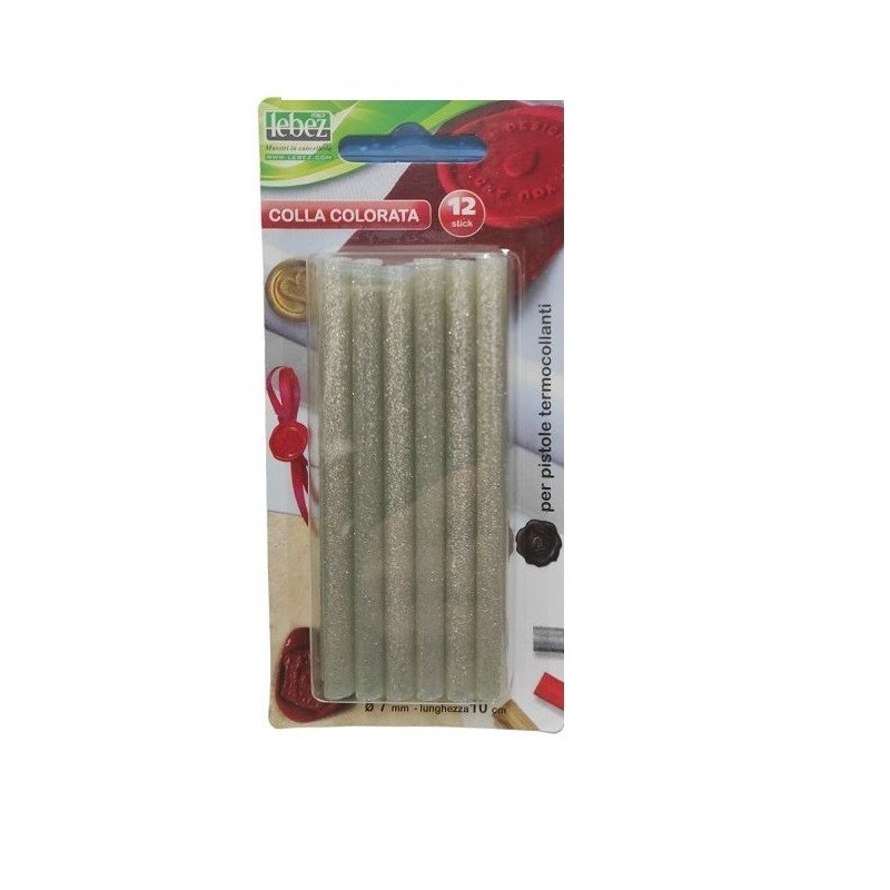 Lebez Stick Colla a Caldo Argento Ø 7 mm x 10 cm - Blister 12 Pezzi 80425