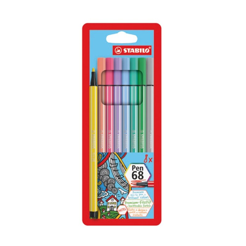 8 pezzi Pennarelli pastel Stabilo Pen 68 68/8-01