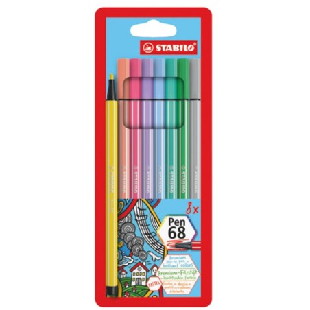 8 pezzi Pennarelli pastel Stabilo Pen 68 68/8-01