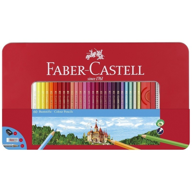 Faber-Castell Set di 60 Matite Colorate Esagonali in Astuccio di Metallo 115894