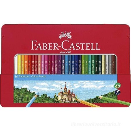 Faber-Castell ECO Set di 48 Matite Colorate Esagonali in Astuccio di Metallo 115888