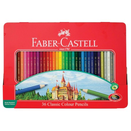 Faber-Castell Set di 36 Matite Colorate Esagonali in Astuccio di Metallo 115886