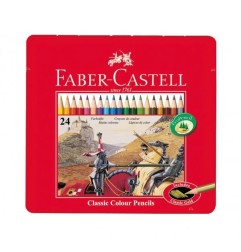 Faber-Castell Set di 24 Matite Colorate Esagonali in Astuccio di Metallo - 115824