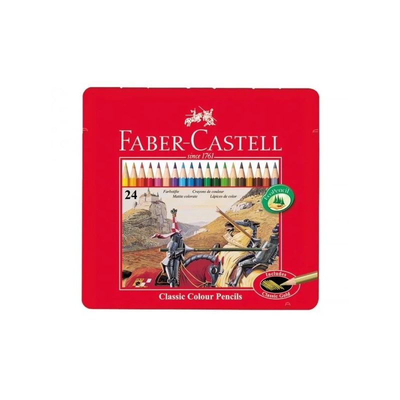 Faber-Castell Set di 24 Matite Colorate Esagonali in Astuccio di Metallo - 115824