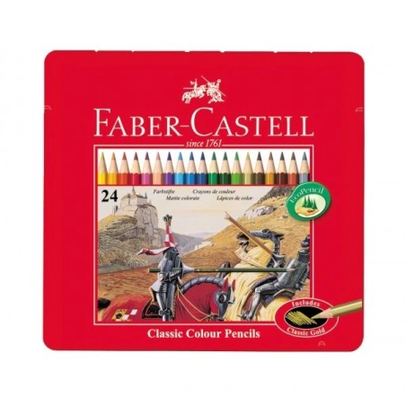 Faber-Castell Set di 24 Matite Colorate Esagonali in Astuccio di Metallo - 115824