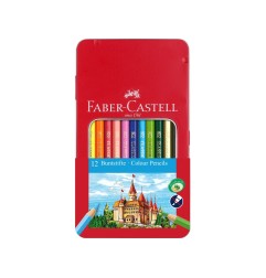 Faber-Castell Set di 12 Matite Colorate Esagonali in Astuccio di Metallo - 115801