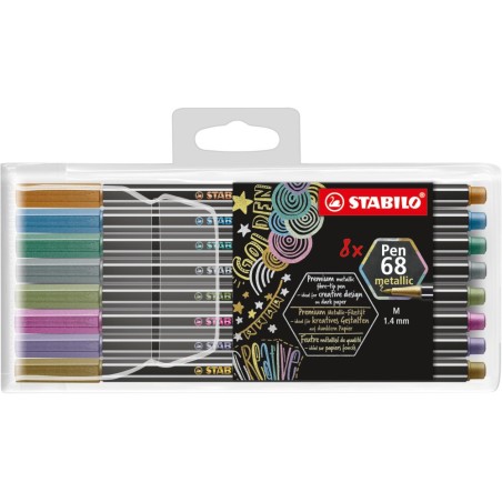 8 pezzi Pennarelli metallic Stabilo Pen 68 6808/8-11