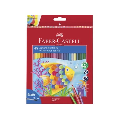 Faber-Castell Set di 48 Matite Colorate Acquerellabili con Pennello - 114448