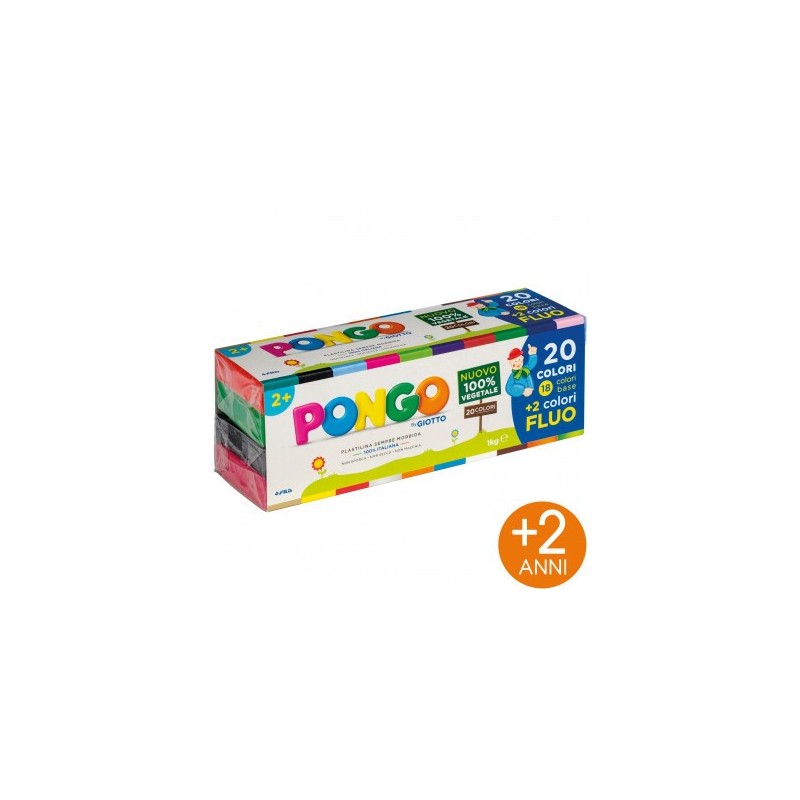 PONGO GIOTTO 20x50GR. 100% VEGETALE 601000 (18colori+2 colori Fluo)