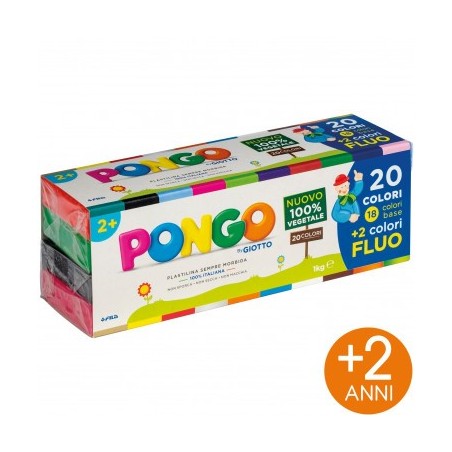 PONGO GIOTTO 20x50GR. 100% VEGETALE 601000 (18colori+2 colori Fluo)