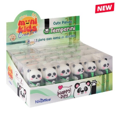 Moni Kids espositore da 24 Pz temperamatite 1 foro Cute Panda 12/053