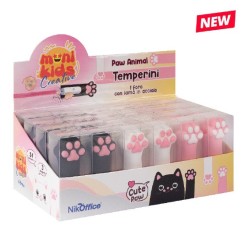 Moni Kids espositore da 24 Pz temperamatite 1 foro Paw Animals 12/052