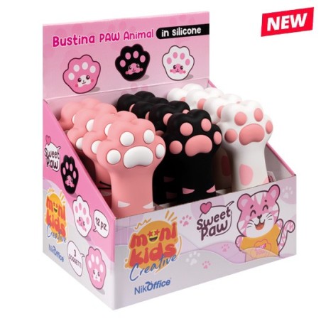 Bustina in silicone Sweet Paw espositore 12pn in tre colori assortiti 32/225