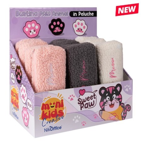 Bustina Pelouche Paw Animals espositore da 12 pz in 3 colori assortiti 32/226