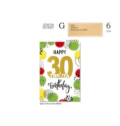 Cromo Biglietti Buon Compleanno  30 anni multicolor 6pz NU9027