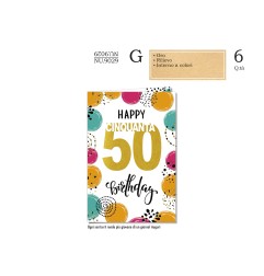 Cromo Biglietti Buon Compleanno 50 anni multicolor 6pz NU9029