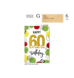 Cromo Biglietti Buon Compleanno 60 anni multicolor 6pz NU9030