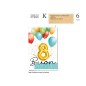 Cromo Biglietti Buon Compleanno 8 anni palloncino 6pz NU8065