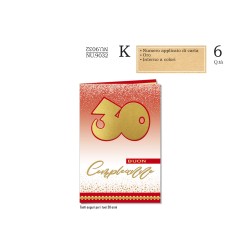 Cromo Biglietti Buon Compleanno 30 anni Gold Red 6pz NU9032