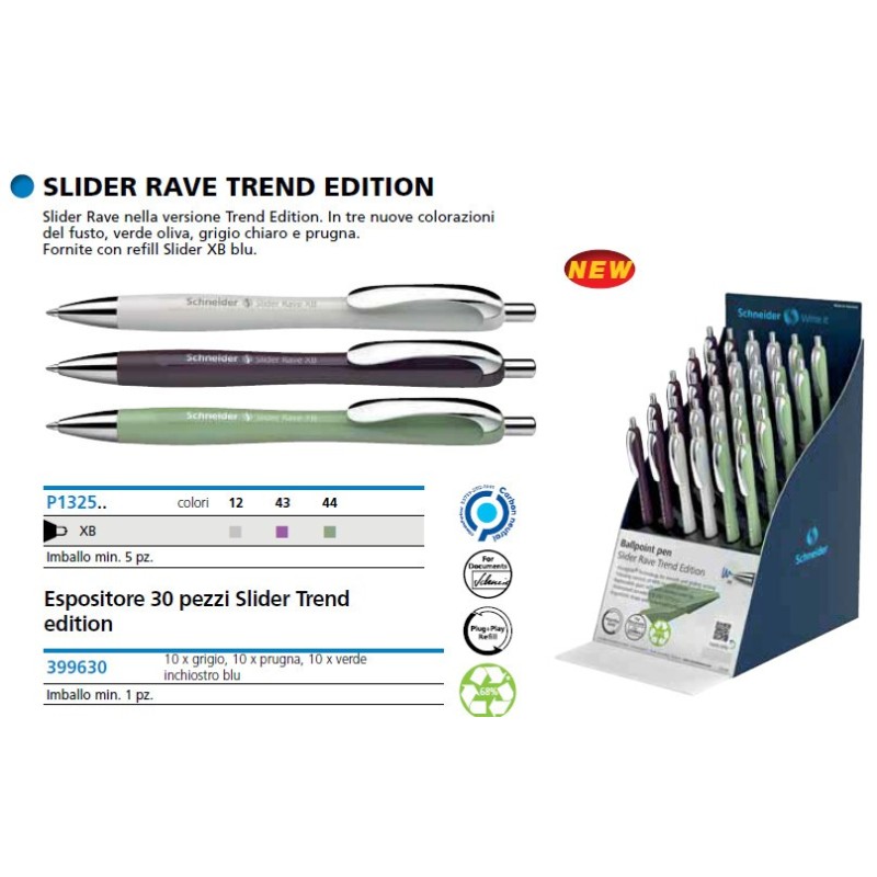 BIRO SLIDER RAVE XB TREND EDITION -30pz SCHNEIDER 399630