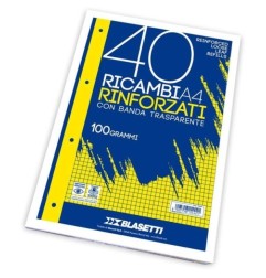 Blasetti Ricambio Rinforzato con Banda Trasparente A4 100 g/m² 1R 40 Fogli 5444