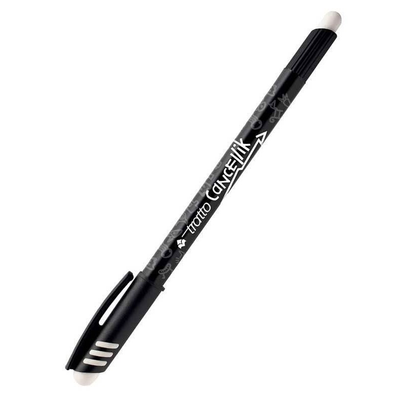 Tratto Cancellik Penna Biro Cancellabile Nera con Cappuccio Punta 1 mm 826103