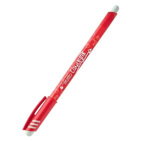 Tratto Cancellik Penna Biro Cancellabile Rossa con Cappuccio Punta 1 mm 826102