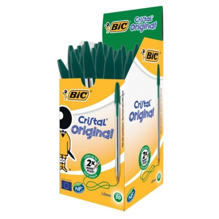 BIC Cristal Original Medium Penna a Sfera Verde 1,0 mm Confezione da 50 8373629