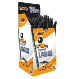 BIC CBIC Cristal Large Penna a Sfera Nera 1,6 mm Confezione da 50 880648