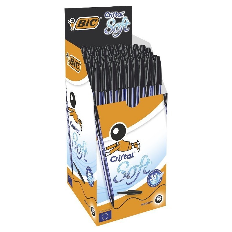 BIC Cristal Soft Penna a Sfera Nera 1,2 mm Confezione da 50 951433