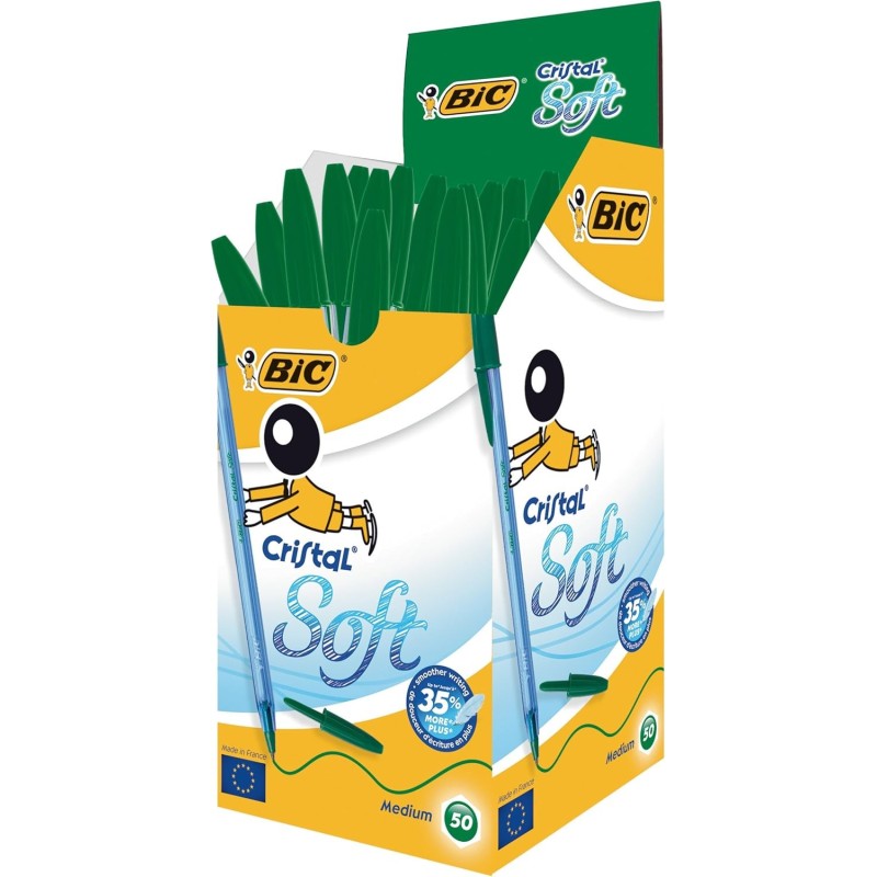 BIC Cristal Soft Penna a Sfera Verde 1,2 mm Confezione da 50 921219