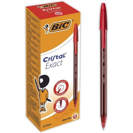 BIC Cristal Exact Ultra Fine Penna a Sfera Rossa 0,7 mm Confezione da 20 992604