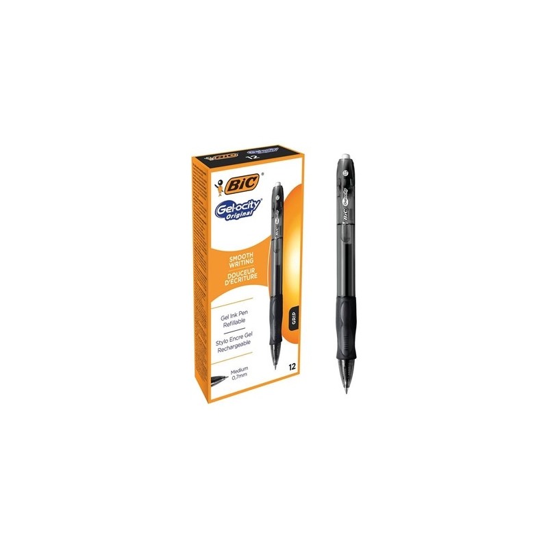 BIC Gelocity Gel Penna a Scatto Nera 0,7 mm Confezione da 12 829157