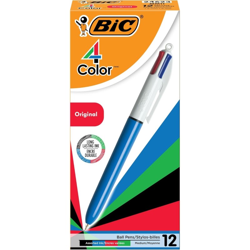 BIC 4-Color Original Penna a Sfera Retrattile 4 colori Confezione da 12