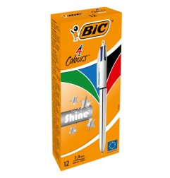 BIC 4 Colours Shine Silver Penna a Sfera Retrattile Confezione da 12 919380