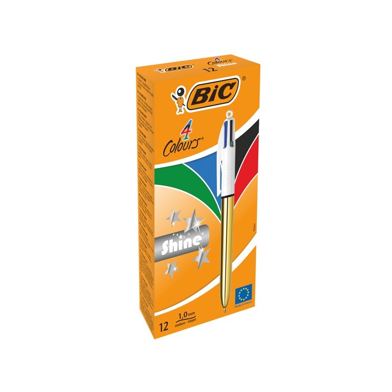 BIC 4 Colours Shine Gold Penna a Sfera Retrattile Confezione da 12 964774