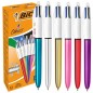 BIC 4 Colours Shine Penna a Sfera Retrattile Confezione da 12 Fusti Metallici Assortiti 964775