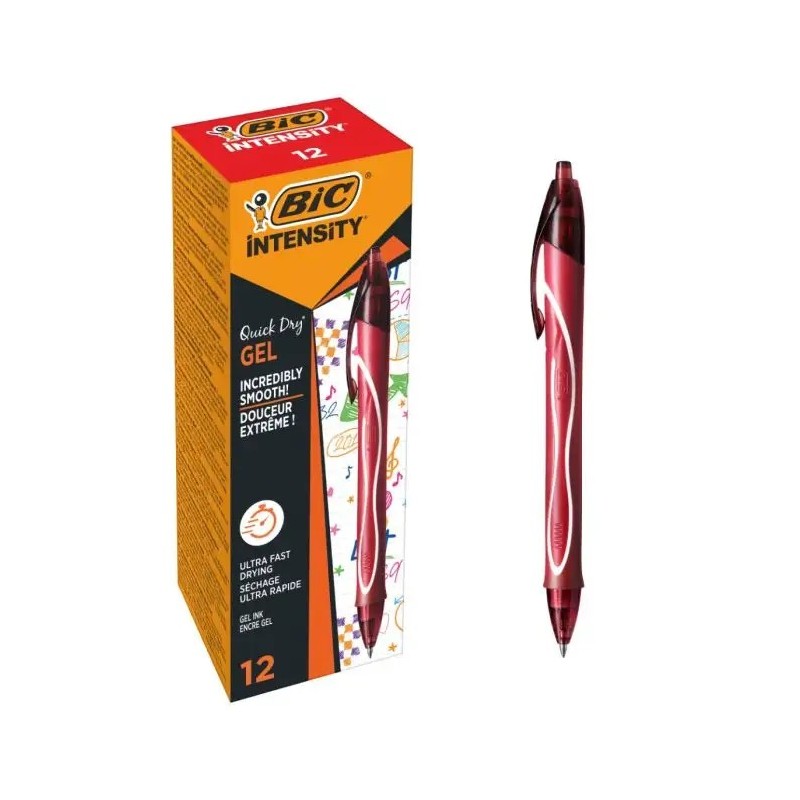 BIC Gel-ocity Quick Dry Penna Gel Rossa a Scatto Confezione da 12  949874