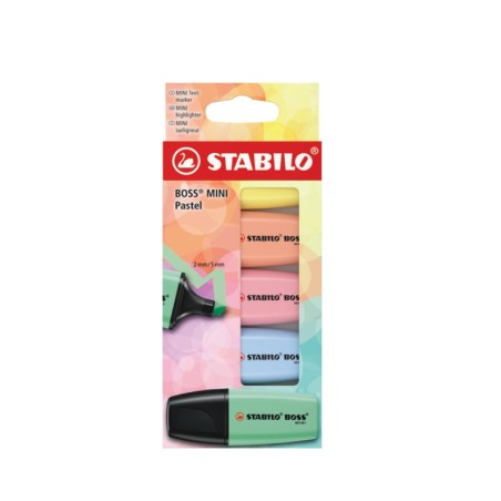 EVID.STABILO BOSS MINI PASTEL -5pz 07/5-2-02 (ghiaccio/menta/pesca/rosa/banana)