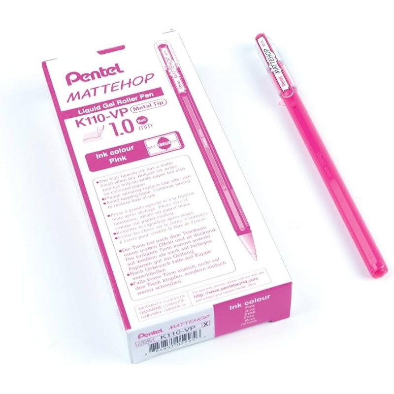 PENTEL ROLLER GEL HYBRID MATTEHOP K110-VPX ROSA  -12pz