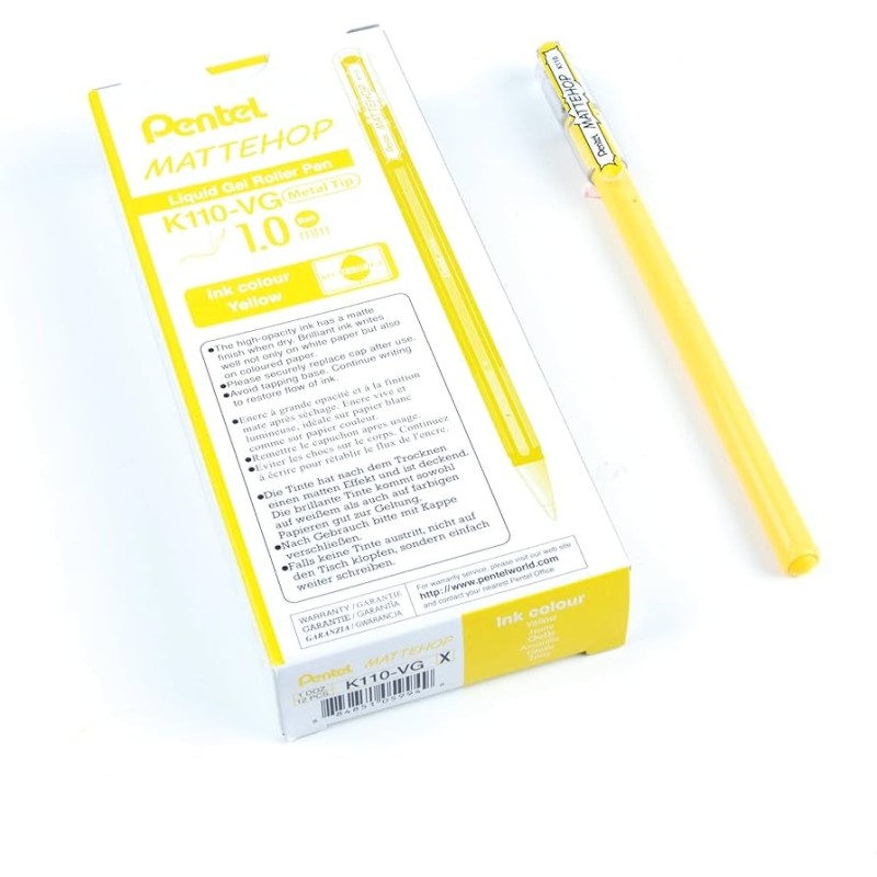 PENTEL ROLLER GEL HYBRID MATTEHOP K110-VGX GIALLO -12pz