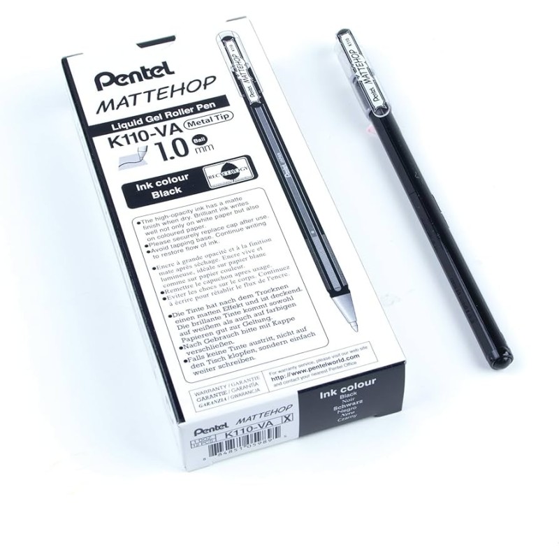 PENTEL ROLLER GEL HYBRID MATTEHOP K110-VAX NERO -12pz