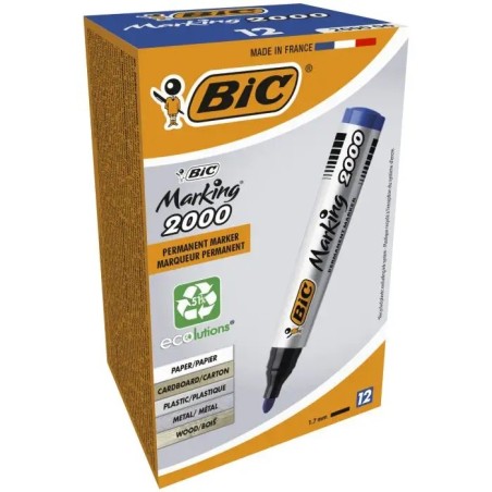 BIC Marking 2000 Marcatore Permanente Punta Tonda Blu Tratto 1,7 mm 12 Pz 8209143