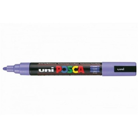 Uni Posca PC-5M Pennarello Marcatore Acrilico a base d'acqua con Punta Conica Media Lilla 6 Pz