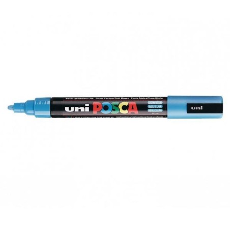 Uni Posca PC-5M Pennarello Marcatore Acrilico a base d'acqua con Punta Conica Media Azzurro 6 Pz