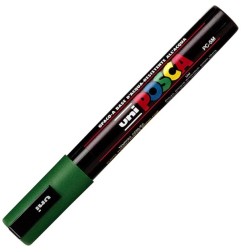 Uni Posca PC-5M Pennarello Marcatore Acrilico a base d'acqua con Punta Conica Media Verde Scuro 6 Pz