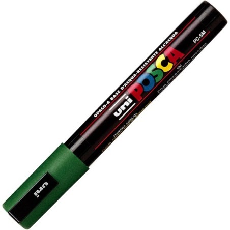 Uni Posca PC-5M Pennarello Marcatore Acrilico a base d'acqua con Punta Conica Media Verde Scuro 6 Pz