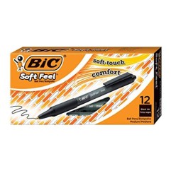 BIC Soft Feel Penna Biro a Sfera Retrattile Nero Punta Media 1,0 mm 12 Pz 837397