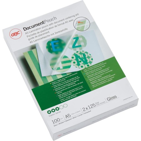 GBC Pouches per Plastificazione Lucida A5 2x125 Micron Confezione da 100 3200749